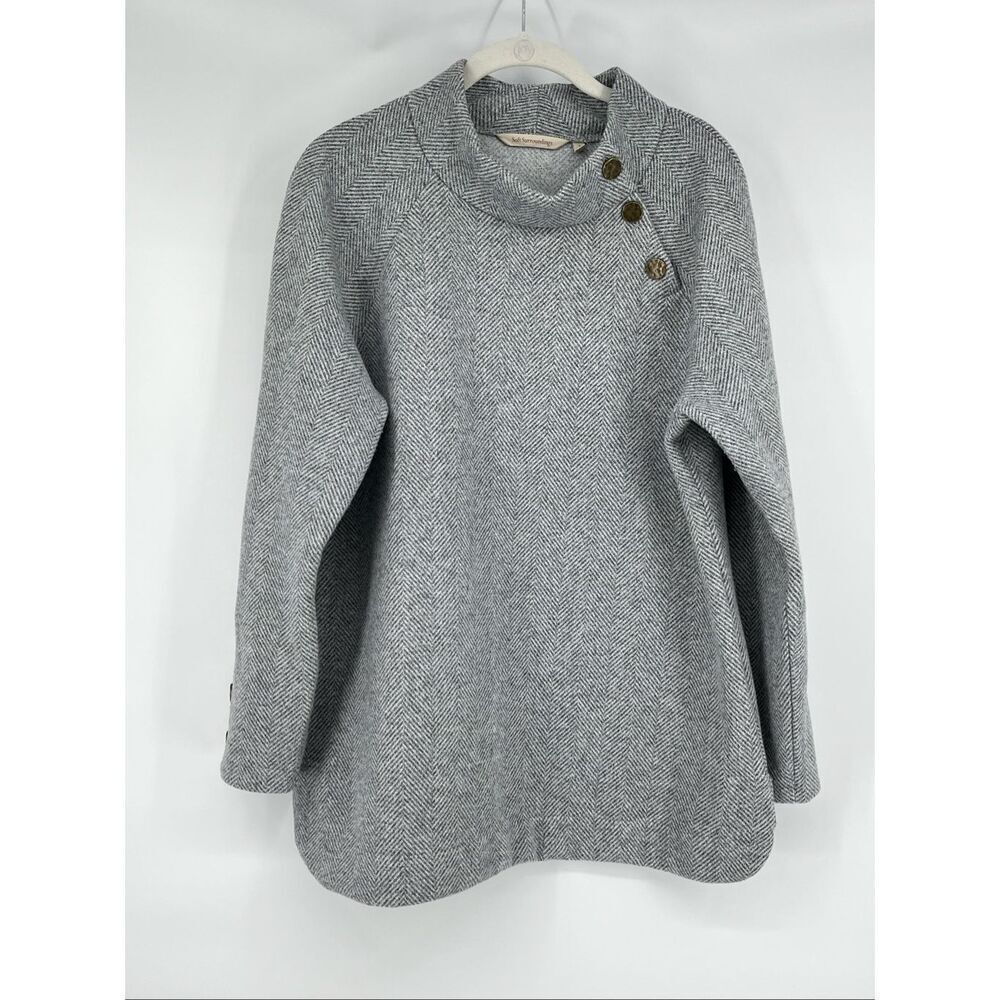 Soft Surroundings Brooke Herringbone Gold Button Mock Nk Tunic Women Size Large